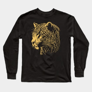 Leopard Head - Distressed Yellow Long Sleeve T-Shirt